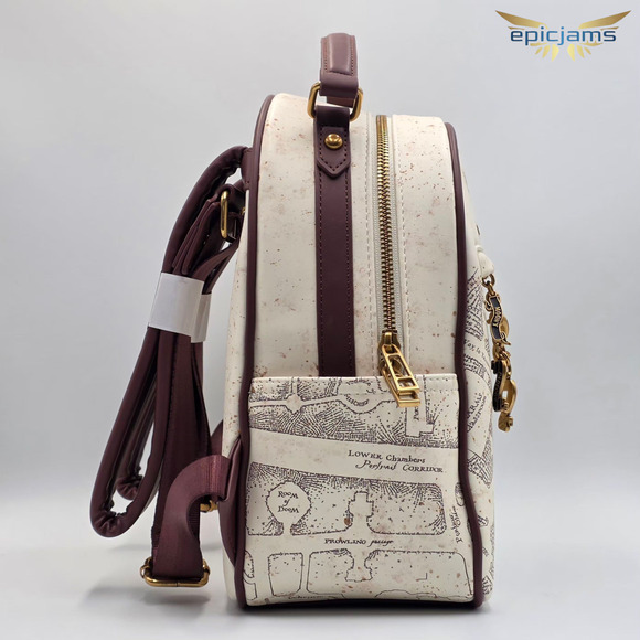 Harry Potter Marauders Map White Brown Mini Backpack Bag New - Picture 5 of 10